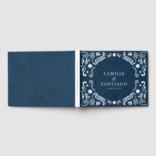 Blue Talavera Mexican Wedding Gästebuch (Voll)