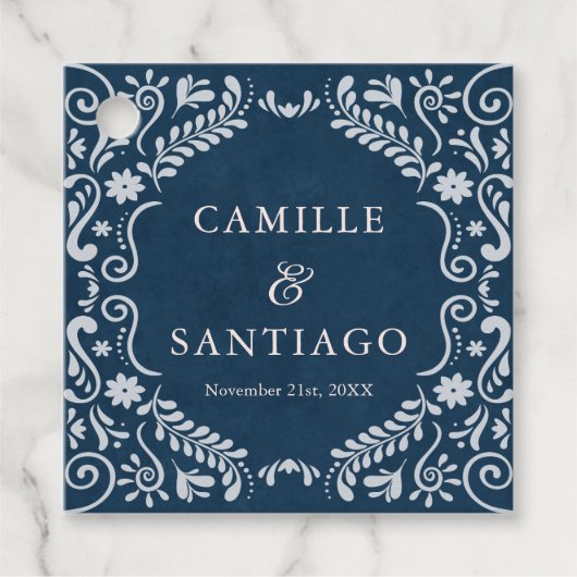 Blue Talavera Mexican Wedding Geschenkanhänger (Vorderseite)