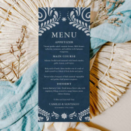 Blue Talavera Mexican Wedding Menu Card Menükarte
