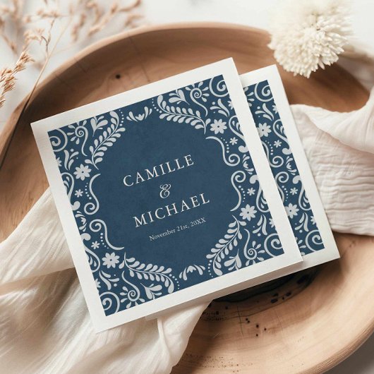 Blue Talavera Mexican Wedding Paper Serviette