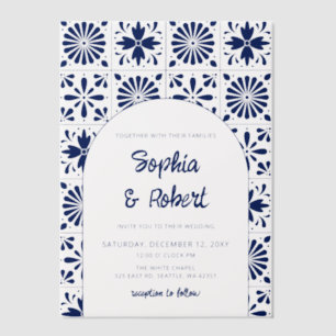 Blue Talavera Mexican Wedding Pergament Einladungen