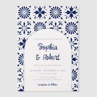 Blue Talavera Mexican Wedding Pergament Einladungen