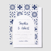 Blue Talavera Mexican Wedding Pergament Einladungen (Versetzt)