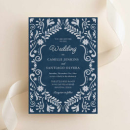 Blue Talavera Mexico Hochzeitseinladung Einladung