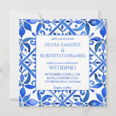 Blue Talavera Spanische Fliesen alle in einer Hoch Einladung (Vorderseite)