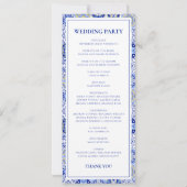 Blue Talavera Spanisches Hochzeitsprogramm (Rückseite)