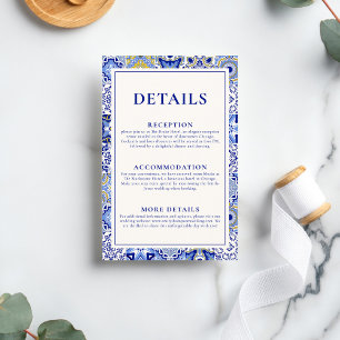 Blue Talavera Spanish Mexican Wedding Details Begleitkarte
