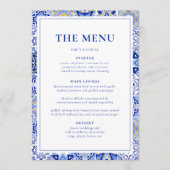 Blue Talavera Spanish Mexican Wedding Menükarte (Vorderseite)