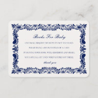 Blue Talavera Tile Books Baby Einladung Beilage