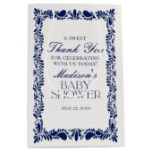 Blue Talavera Tile Fiesta Baby Duschfavoriten Mittlere Geschenktüte (Vorderseite)