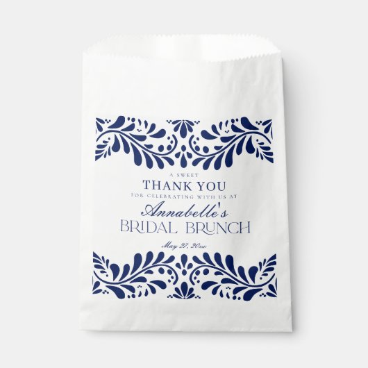 Blue Talavera Tile Fiesta Bridal Brunch Dessert Geschenktütchen (Vorderseite)