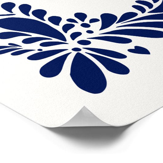 Blue Talavera Tile Fiesta Bridal Brunch Willkommen Poster (Ecke)