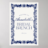 Blue Talavera Tile Fiesta Bridal Brunch Willkommen Poster (Vorne)