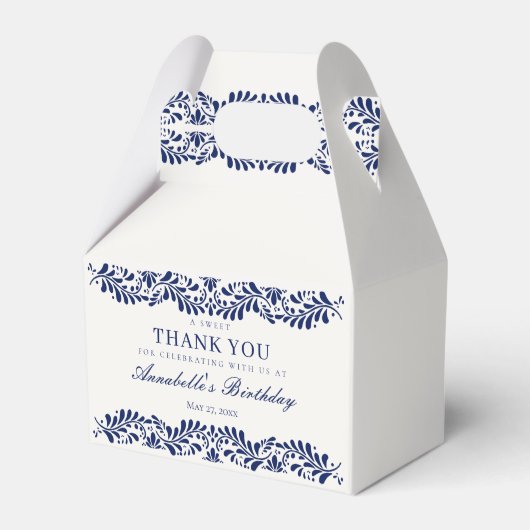 Blue Talavera Tile Fiesta Geburtstagsdessert Geschenkschachtel (Vorderseite)