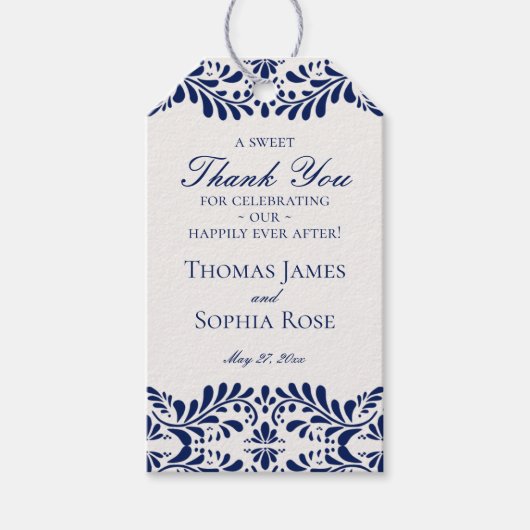 Blue Talavera Tile Fiesta Wedding Party Liebhaber Geschenkanhänger (Vorderseite)