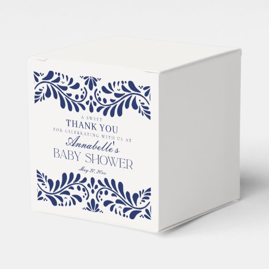 Blue Talavera Tile Spanische Fiesta Babydusche Geschenkschachtel (Vorderseite)