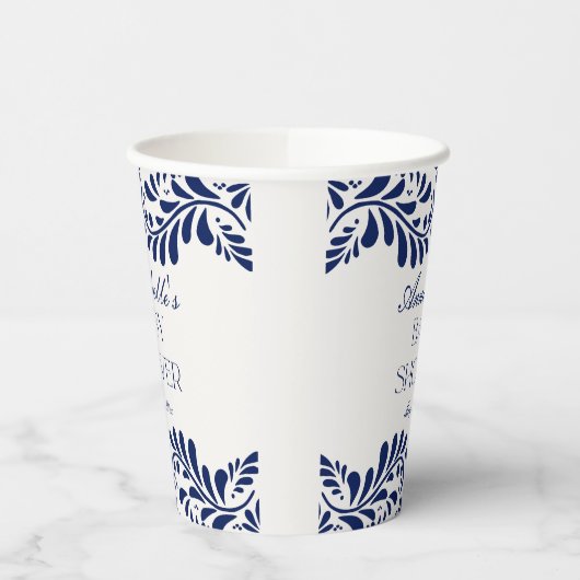 Blue Talavera Tile Spanische Fiesta Babydusche Pappbecher (Links)