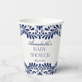 Blue Talavera Tile Spanische Fiesta Babydusche Pappbecher (Vorderseite)