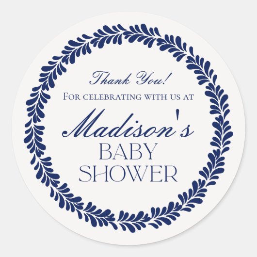 Blue Talavera Tile Spanische Fiesta Babydusche Runder Aufkleber (Vorderseite)