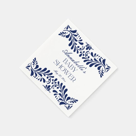 Blue Talavera Tile Spanische Fiesta Babydusche Serviette (Ecke)