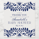 Blue Talavera Tile Spanische Fiesta Babydusche Weinetikett (Einzelnes Label)