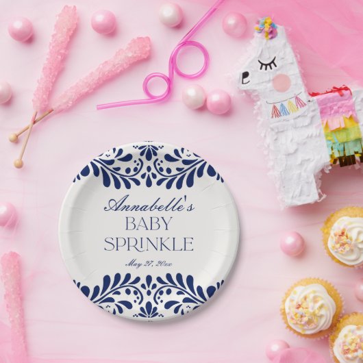 Blue Talavera Tile Spanish Fiesta Baby Spinkle Pappteller (Party)