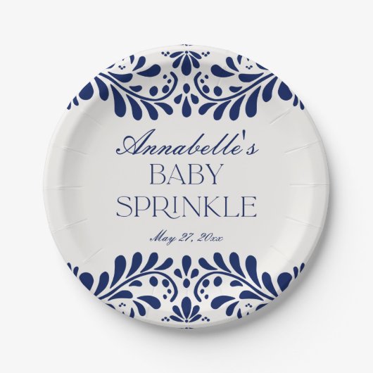Blue Talavera Tile Spanish Fiesta Baby Spinkle Pappteller (Vorderseite)