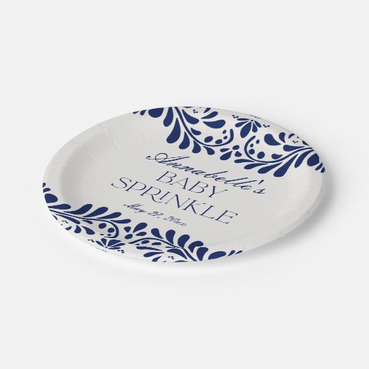 Blue Talavera Tile Spanish Fiesta Baby Spinkle Pappteller (Schrägansicht)