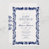 Blue Talavera Tile Spanish Fiesta Baby Sprinkle Einladung (Vorne/Hinten)