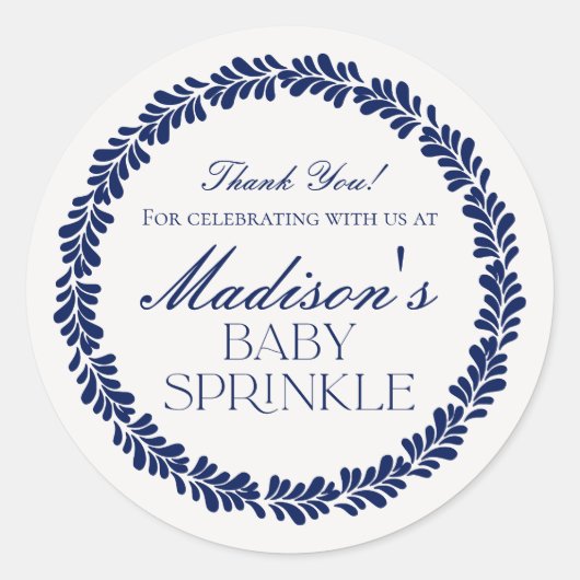 Blue Talavera Tile Spanish Fiesta Baby Sprinkle Runder Aufkleber (Vorderseite)