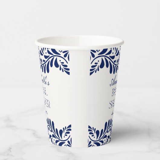 Blue Talavera Tile Spanish Fiesta Brautparty Pappbecher (Links)