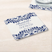 Blue Talavera Tile Spanish Fiesta Brautparty Rechteckiger Pappuntersetzer (angewinkelt)
