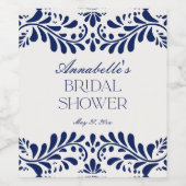 Blue Talavera Tile Spanish Fiesta Brautparty Weinetikett (Einzelnes Label)