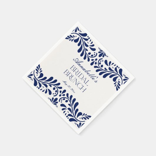 Blue Talavera Tile Spanish Fiesta Bridal Brunch Serviette (Ecke)