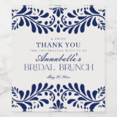 Blue Talavera Tile Spanish Fiesta Bridal Brunch Weinetikett (Einzelnes Label)