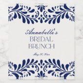 Blue Talavera Tile Spanish Fiesta Bridal Brunch Weinetikett (Einzelnes Label)