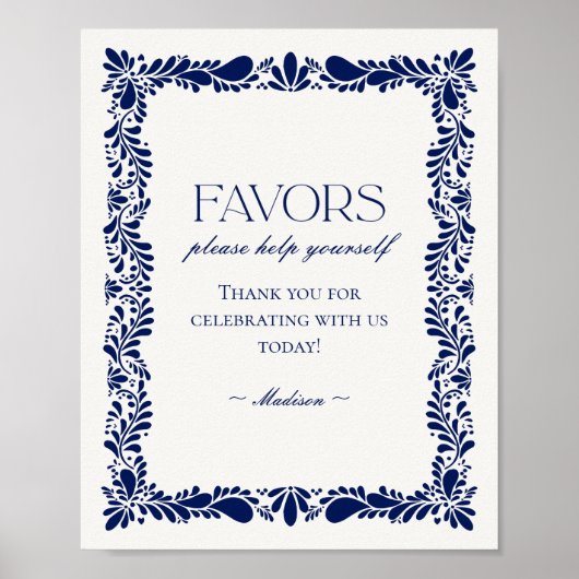 Blue Talavera Tile Spanish Fiesta Favoriten Zeiche Poster (Vorne)