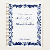 Blue Talavera Tile Spanish Fiesta Floral Wedding Planer (Vorderseite)