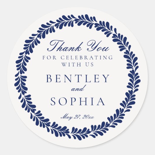 Blue Talavera Tile Spanish Fiesta Gastgeschenk Hoc Runder Aufkleber (Vorderseite)