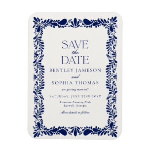 Blue Talavera Tile Spanish Fiesta Save the Date Magnet