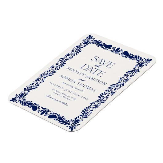 Blue Talavera Tile Spanish Fiesta Save the Date Magnet (Linke Seite)