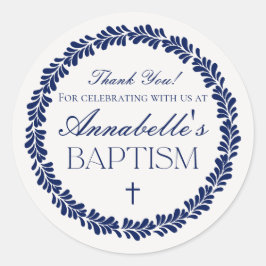 Blue Talavera Tile Spanish Fiesta Taufe Gefallen Runder Aufkleber