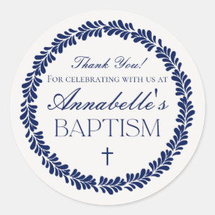 Blue Talavera Tile Spanish Fiesta Taufe Gefallen Runder Aufkleber