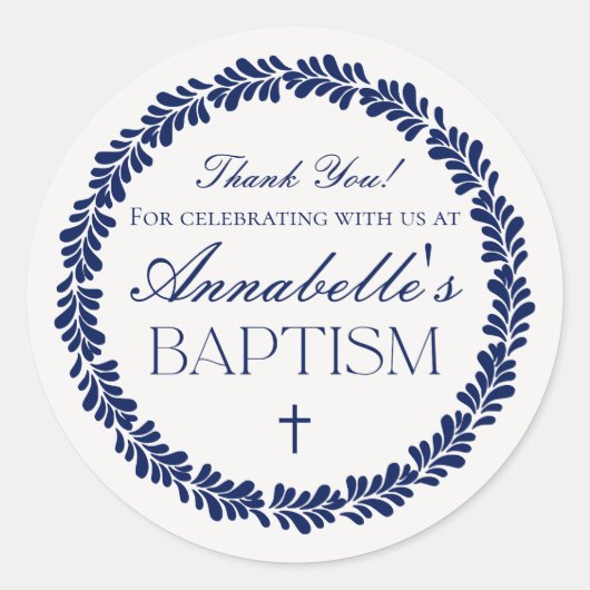 Blue Talavera Tile Spanish Fiesta Taufe Gefallen Runder Aufkleber (Vorderseite)