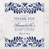 Blue Talavera Tile Spanish Fiesta Taufe Weinetikett (Einzelnes Label)