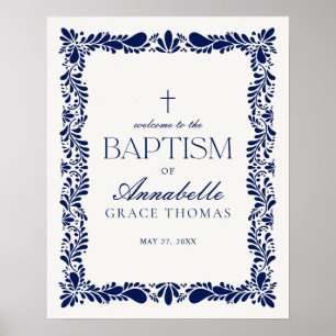 Blue Talavera Tile Spanish Fiesta Taufe Willkommen Poster