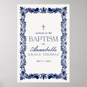 Blue Talavera Tile Spanish Fiesta Taufe Willkommen Poster (Vorne)