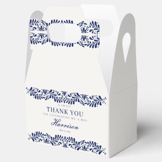 Blue Talavera Tile Spanish Fiesta Wedding Dessert Geschenkschachtel (Geöffnet)