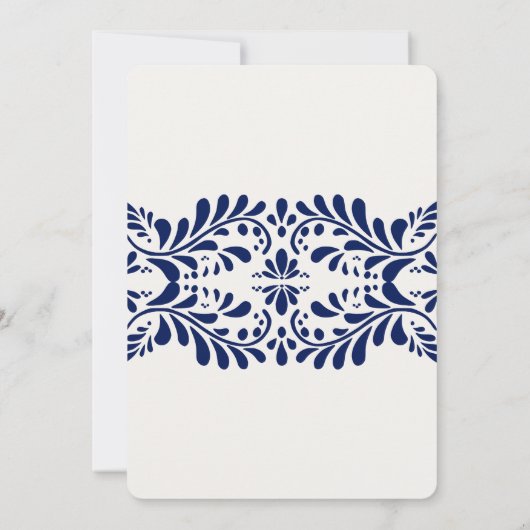 Blue Talavera Tile Spanish Fiesta Wedding Einladung (Rückseite)