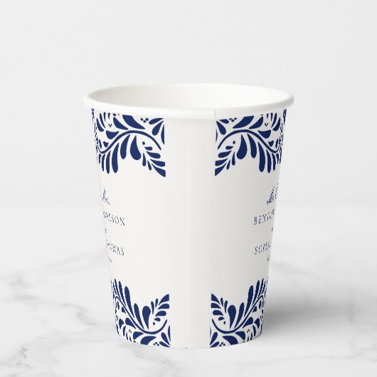 Blue Talavera Tile Spanish Fiesta Wedding Pappbecher (Rechts)